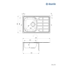 Zlewozmywak stalowy 1-komorowy z ociekaczem, Deante, satyna