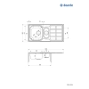 Zlewozmywak stalowy 1.5-komorowy z ociekaczem, Deante, satyna