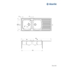 Zlewozmywak stalowy 2-komorowy z ociekaczem, Deante, satyna