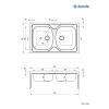 Zlewozmywak stalowy 2-komorowy - nakładany, Deante, satyna