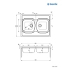 Zlewozmywak stalowy 2-komorowy - nakładany, Deante, satyna