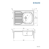 Zlewozmywak stalowy 1-komorowy z ociekaczem po lewej stronie - nakładany, Deante, dekor