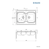 Zlewozmywak stalowy 2-komorowy - nakładany, Deante, dekor