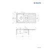 Zlewozmywak stalowy 1.5-komorowy z ociekaczem, Deante, satyna
