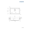 Zlewozmywak granitowy 1-komorowy podwieszany, Deante, alabaster