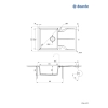 Zlewozmywak granitowy 1-komorowy z ociekaczem - montowany na równi z blatem, Deante, szary metalik
