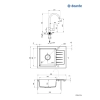 Zlewozmywak granitowy z baterią 1-komorowy z ociekaczem, Deante, grafit