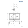 Zlewozmywak granitowy z baterią 2-komorowy, Deante, grafit