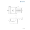 Zlewozmywak granitowy 1-komorowy z ociekaczem, Deante, grafit