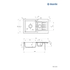 Zlewozmywak granitowy 1.5-komorowy z ociekaczem, Deante, grafit