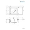 Zlewozmywak szklano-granitowy 1-komorowy z ociekaczem, Deante, grafit metalik