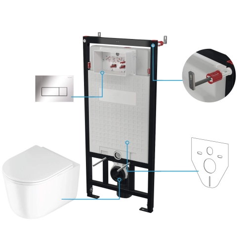 Zestaw WC podtynkowy 6 w 1, Deante, biały-chrom