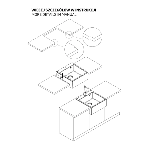 Zlewozmywak granitowy 1-komorowy, Deante, alabaster