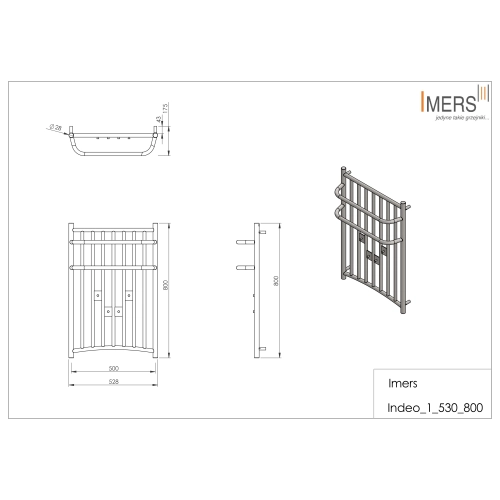 Grzejnik łazienkowy INDEO 4 czarny 530x800mm 335W Imers