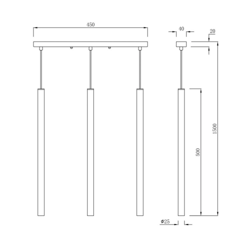 Lampa wisząca LUNGO czarna 3x5W G9 Light Prestige