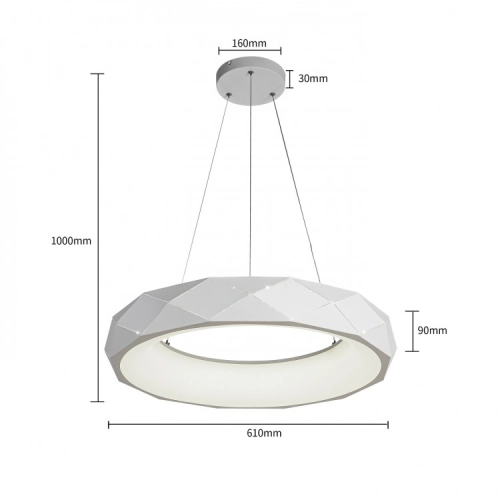 Lampa wisząca REUS biała 1x36W LED Light Prestige