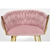 Krzesło glamour welurowe plecione ROSA - pudrowy róż