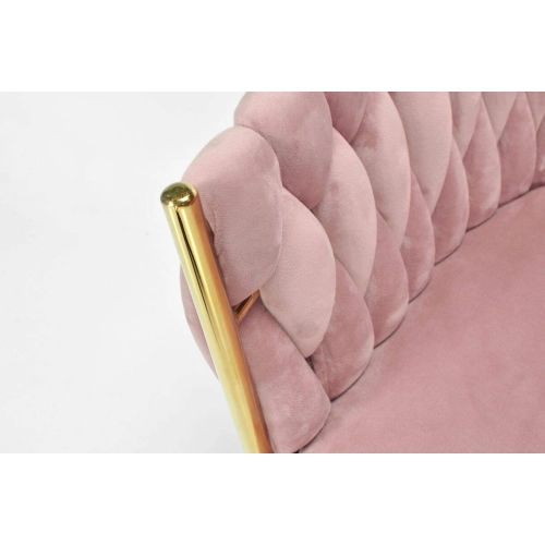 Krzesło glamour welurowe plecione ROSA - pudrowy róż