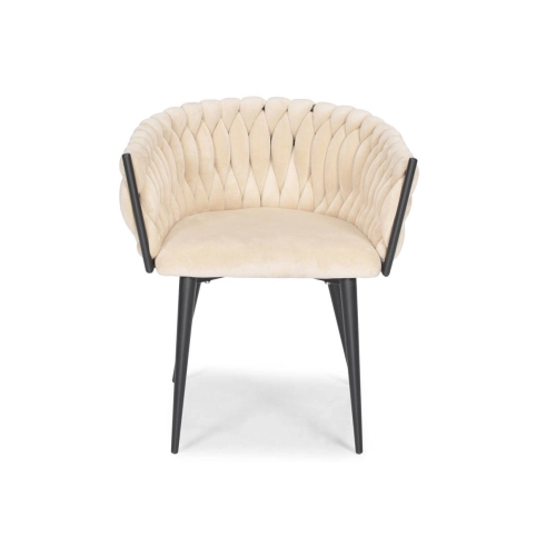 Krzesło glamour plecione ROSA - czarno-beżowe