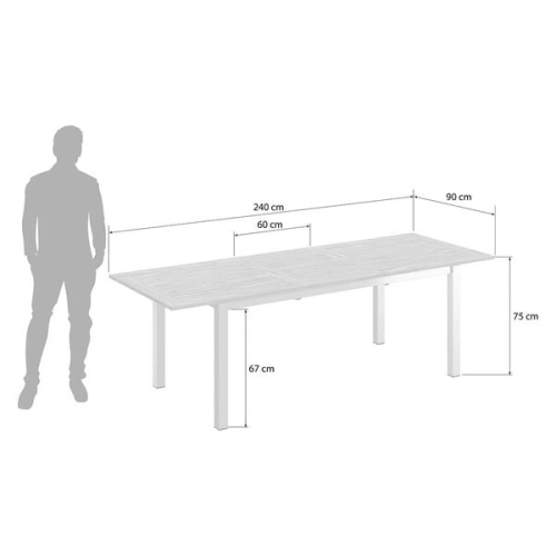 Stół rozkładany Oviedo 180/240x90cm stal nierdzewna/dąb