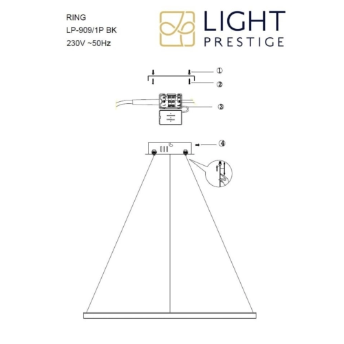 Lampa wisząca Ring 80 cm czarna LED CCT