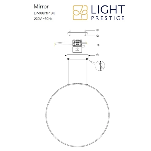 Lampa wisząca Mirror czarna LED CCT