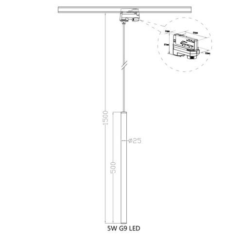 Lampa wisząca do szynoprzewodu Lungo 1 złota 3F 1xG9