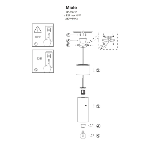 Lampa wisząca Miele dymna 1xE27