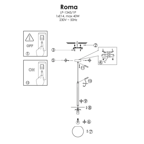 Lampa wisząca Roma 1 czarna 1xE14