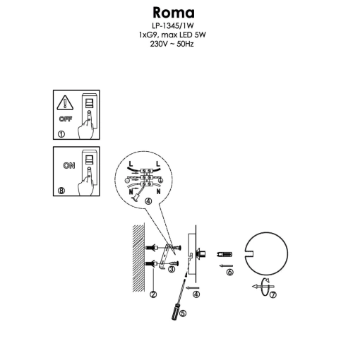 Kinkiet Roma czarny 1xG9