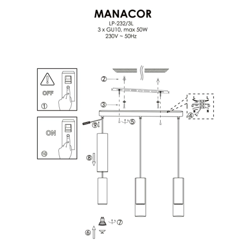 Lampa wisząca Manacor złota 3xGU10