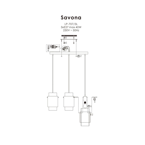 Lampa wisząca Savona czarna 3xE27