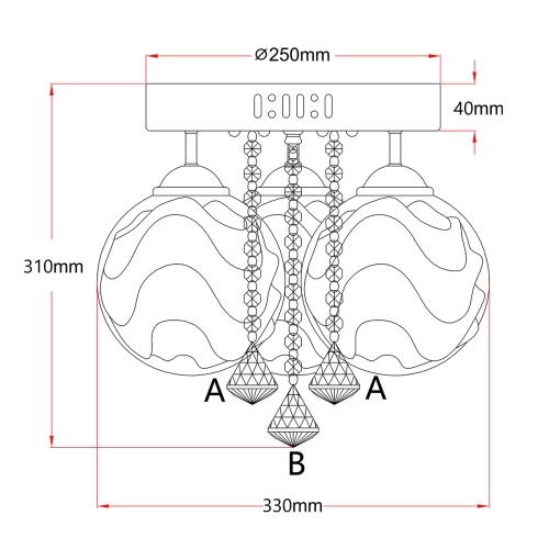 Ozdobny plafon Sada srebrny 3xE14 plus LED