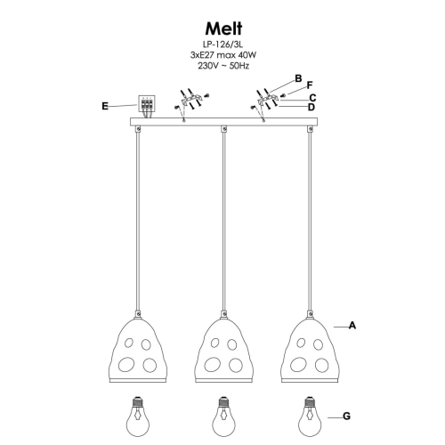 Lampa wisząca Melt 3xE27