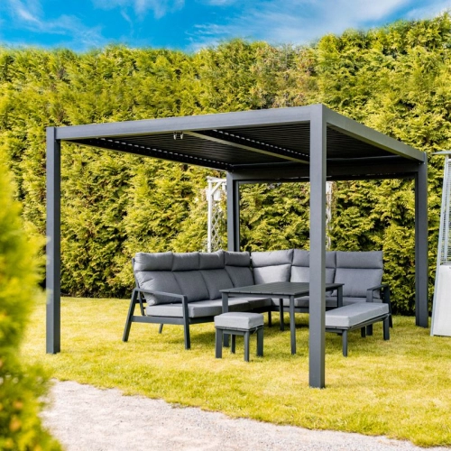 Pergola ogrodowa aluminiowa LUXE 3 x 4 m Antracyt z oświetleniem LED