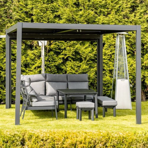 Pergola ogrodowa aluminiowa LUXE 3 x 4 m Antracyt z oświetleniem LED