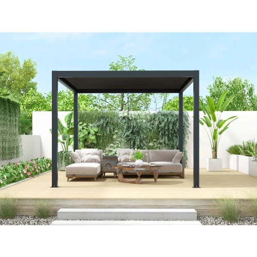 Zestaw Pergola ogrodowa tarasowa aluminiowa NORDVIC Skyline 3 x 4 m Antracyt + Roleta 3 m