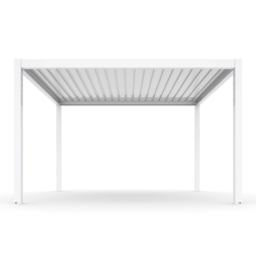 Pergola ogrodowa aluminiowa elektryczna LUXE 4 x 4 m Biały z oświetleniem LED