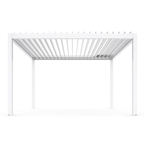 Pergola ogrodowa aluminiowa elektryczna LUXE 4 x 4 m Biały z oświetleniem LED