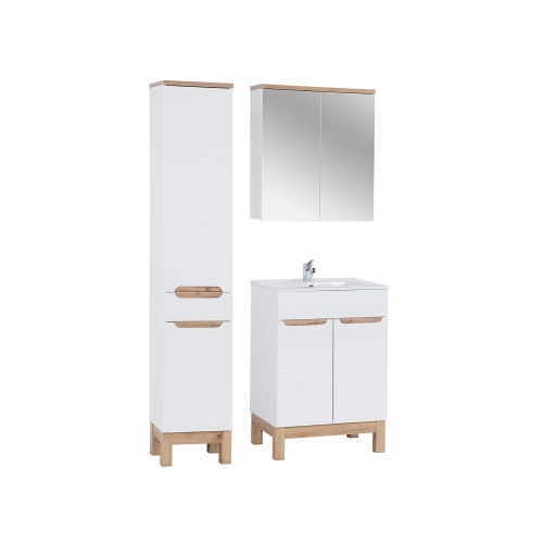 Zestaw mebli łazienkowych Biały + eleganckie drewniane detale  SET-BW LAVA 80CM BALI WHITE 841