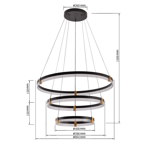 Lampa wisząca PLUM 3xLED CCT czarna Light Prestige