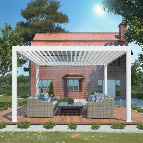 Pergola ogrodowa aluminiowa LUXE 4 x 4 m Biały z LED