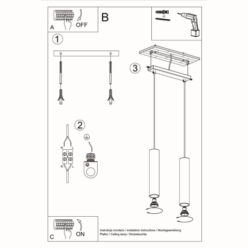 Lampa wisząca LAGOS 2 biała 2x10W GU10 Sollux Lighting