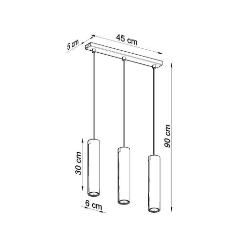 Lampa wisząca LAGOS 3 czarna 3x10W GU10 Sollux Lighting