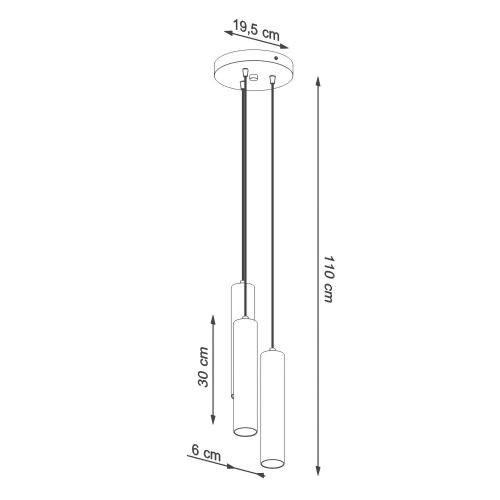 Lampa wisząca LAGOS 3P czarna 3x12W GU10 Sollux Lighting