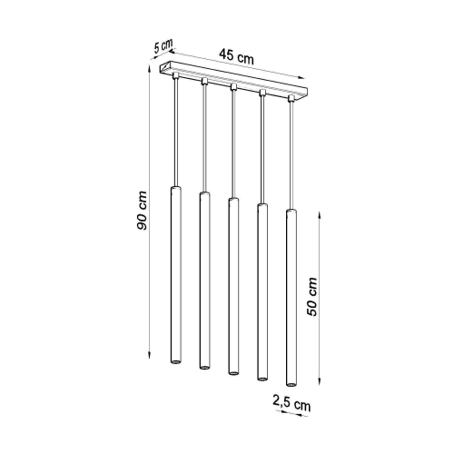 Lampa wisząca PASTELO 5 czarna 5x12W G9 Sollux Lighting