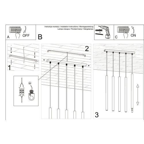 Lampa wisząca PASTELO 5L złoty połysk 5x8W G9 Sollux Lighting