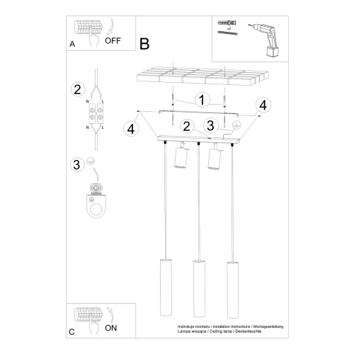 Lampa wisząca RING 3 biała 5x12W GU10 Sollux Lighting