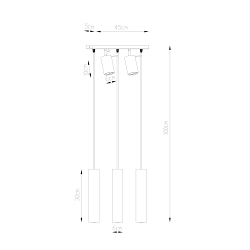 Lampa wisząca RING 3 czarna 5x12W GU10 Sollux Lighting