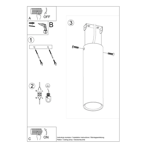 Lampa podsufitowa LAGOS 20 czarna 1x12W GU10 Sollux Lighting